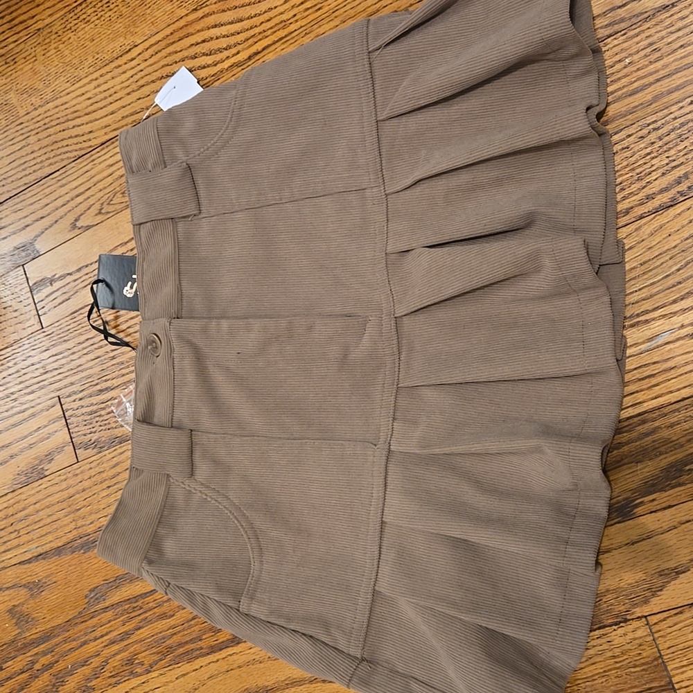 Sincerely Jules Brown Taupe Pleaded Corduroy Skirt Small